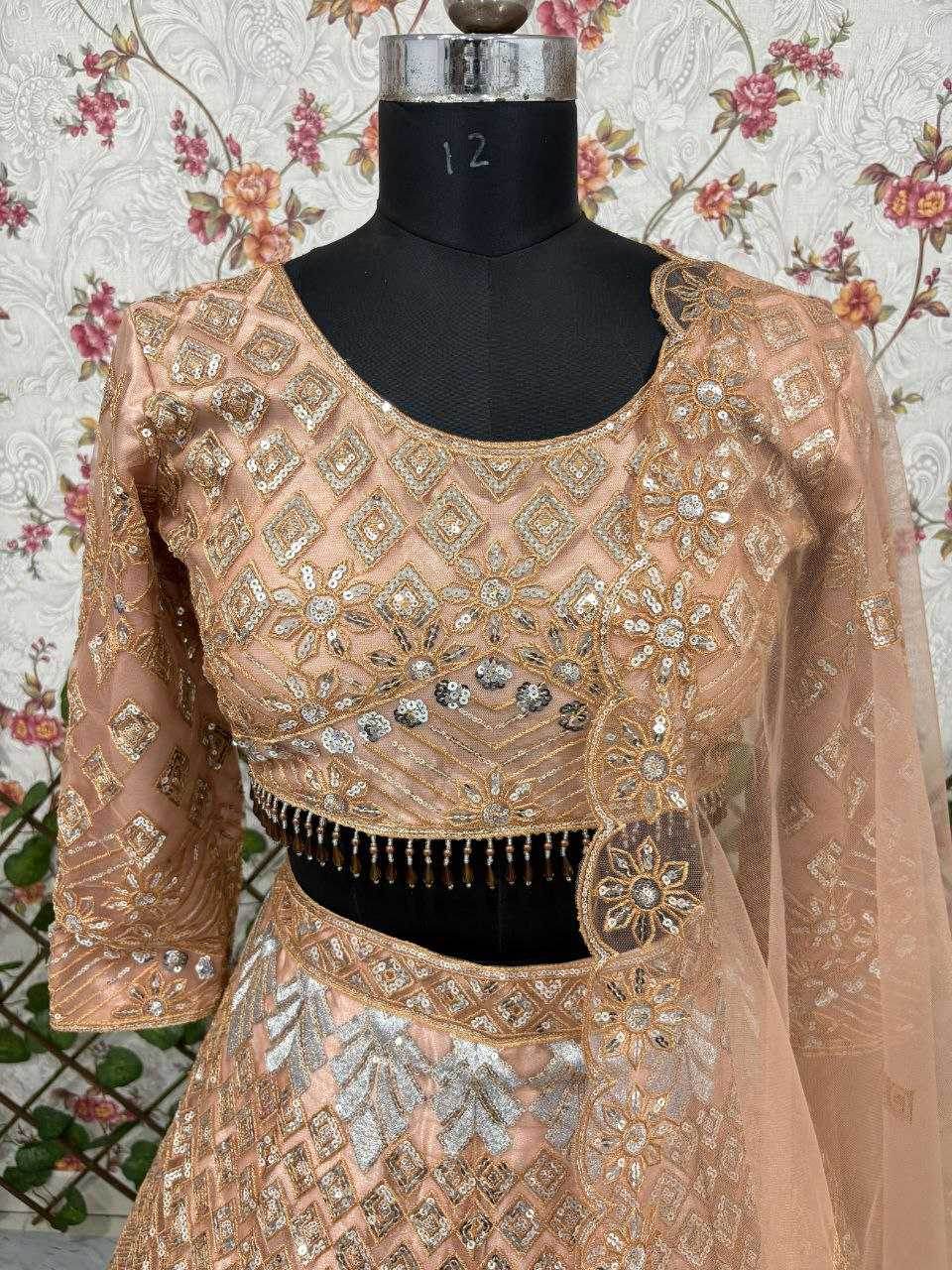Butterfly Net Zari Work Sequins Lehenga - MYLUXURY LANE ENTERPRISE